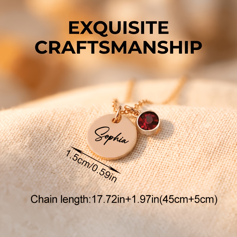 Personalized Stainless Steel Birthstone Name Necklace, Unique Gift
